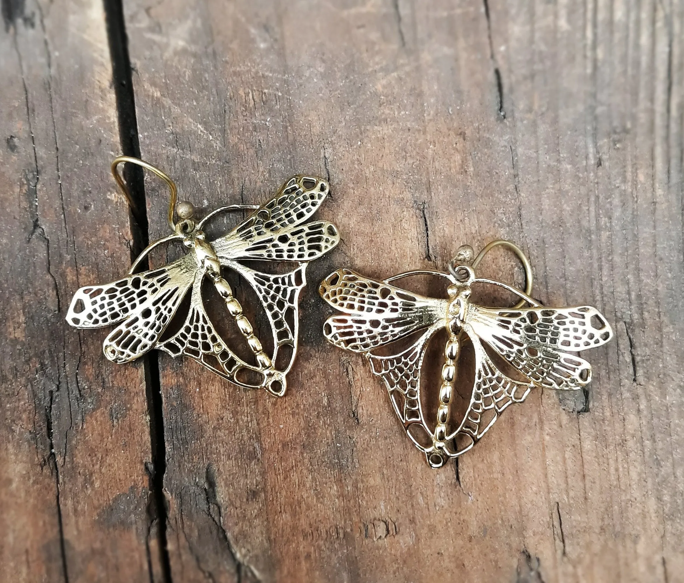 Dragonfly Brass Earrings