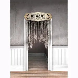 Dreadful Boneyard Halloween Party"Beware" Door Curtain Decoration