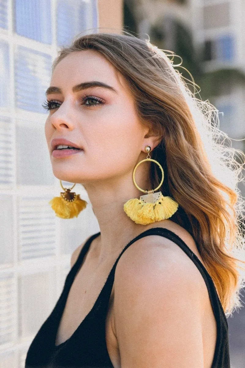 Drop Tassel Fan Earrings