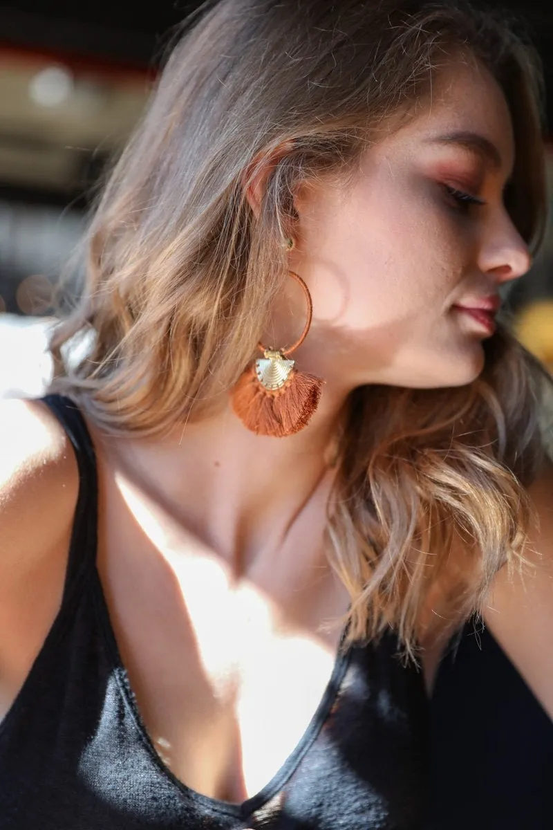 Drop Tassel Fan Earrings