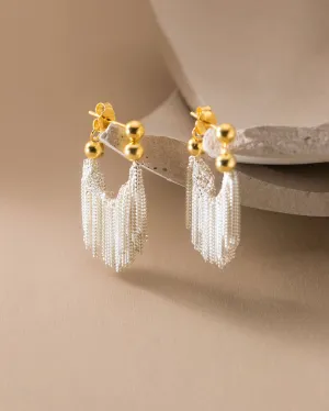 Dual Tone Gleaming Tassel Earrings
