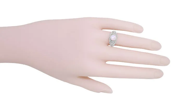 Edwardian Filigree Opal Promise Ring in Sterling Silver