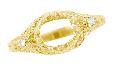 Edwardian Yellow Gold Antique Style 1.00 to 1.30 Carat Filigree Engagement Ring Mounting | 6.3 - 7.3mm