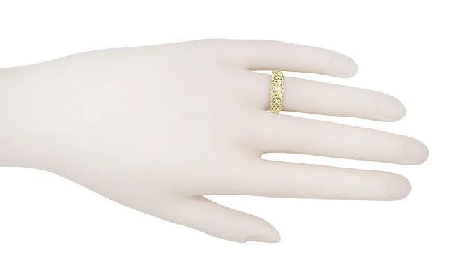 Edwardian Yellow Gold Filigree Diamond Band Ring - 14K or 18K
