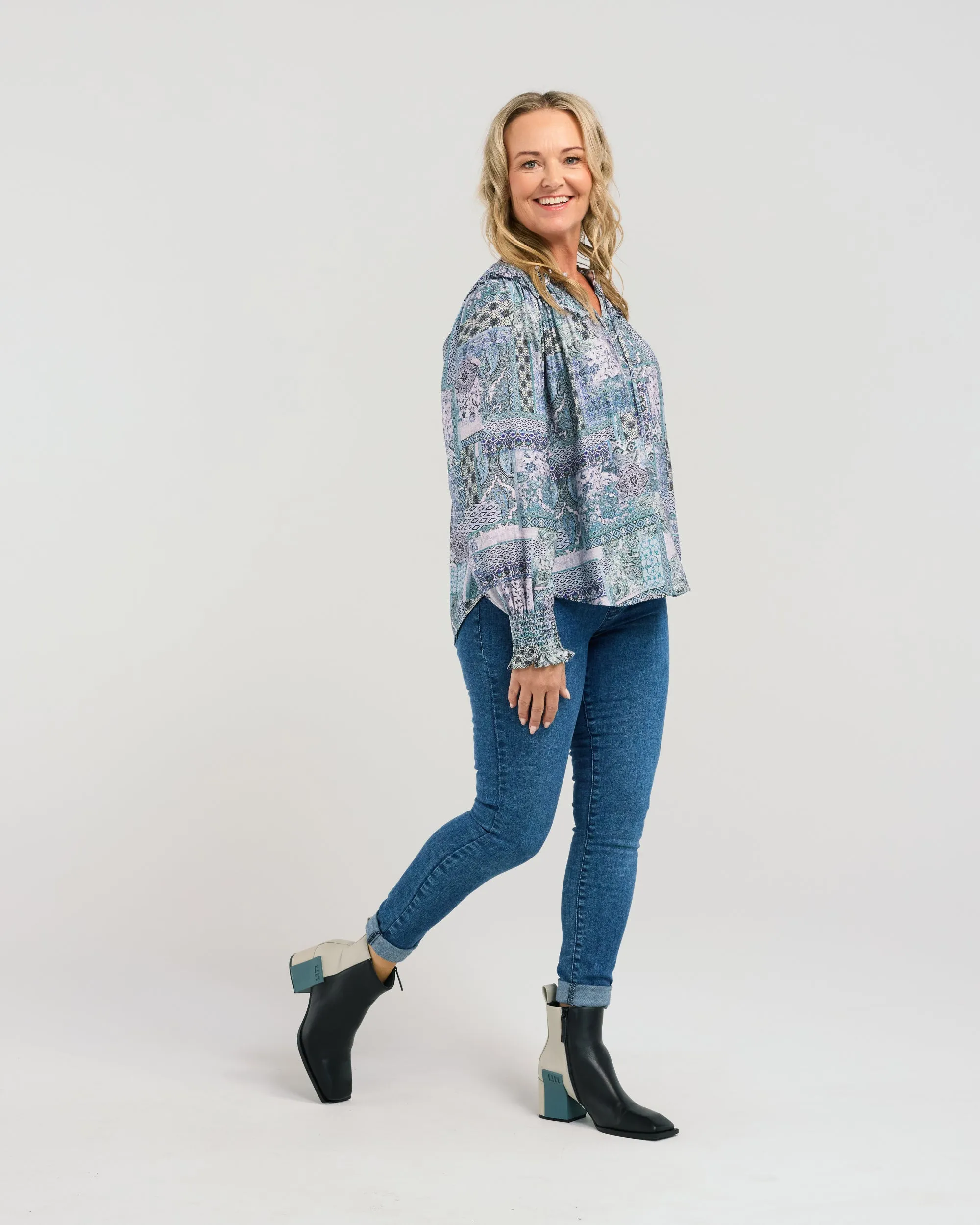 Eleanor Top | Blue Collage | Seduce