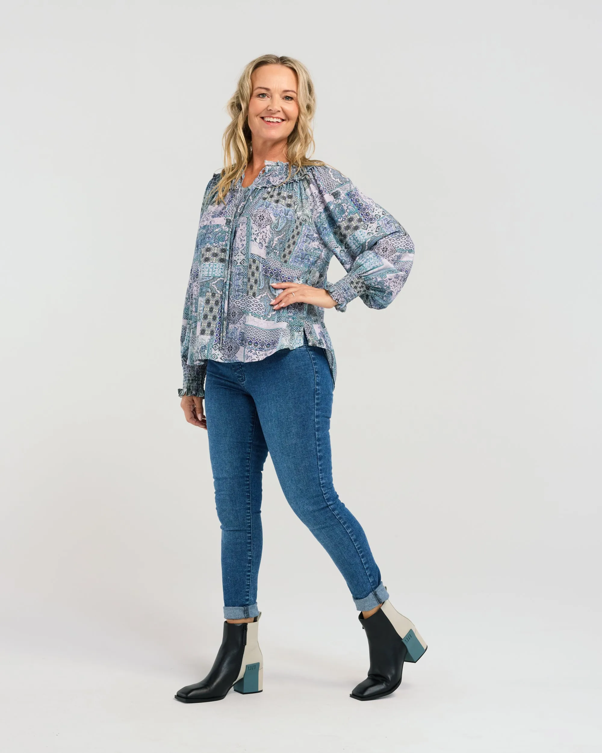 Eleanor Top | Blue Collage | Seduce