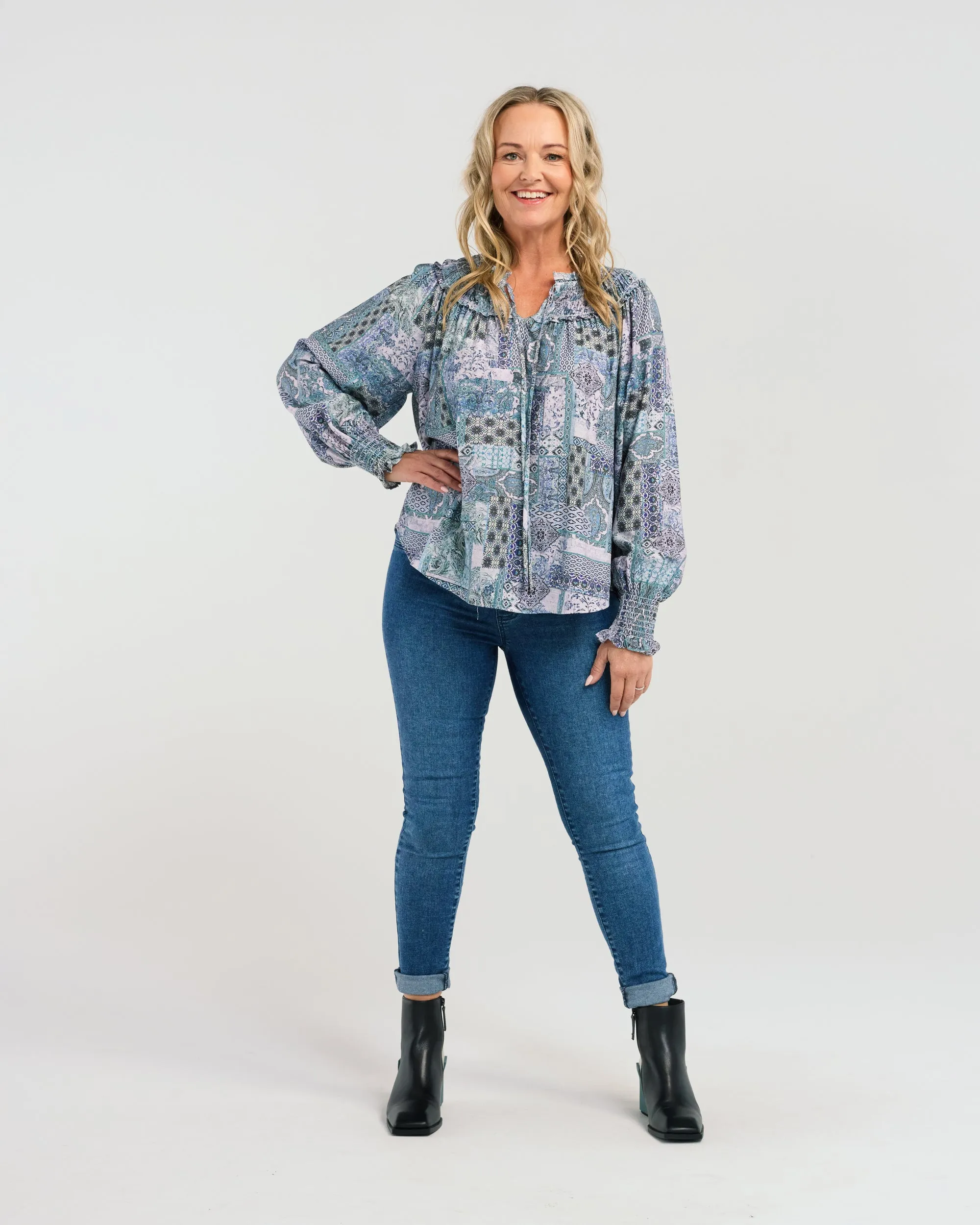 Eleanor Top | Blue Collage | Seduce