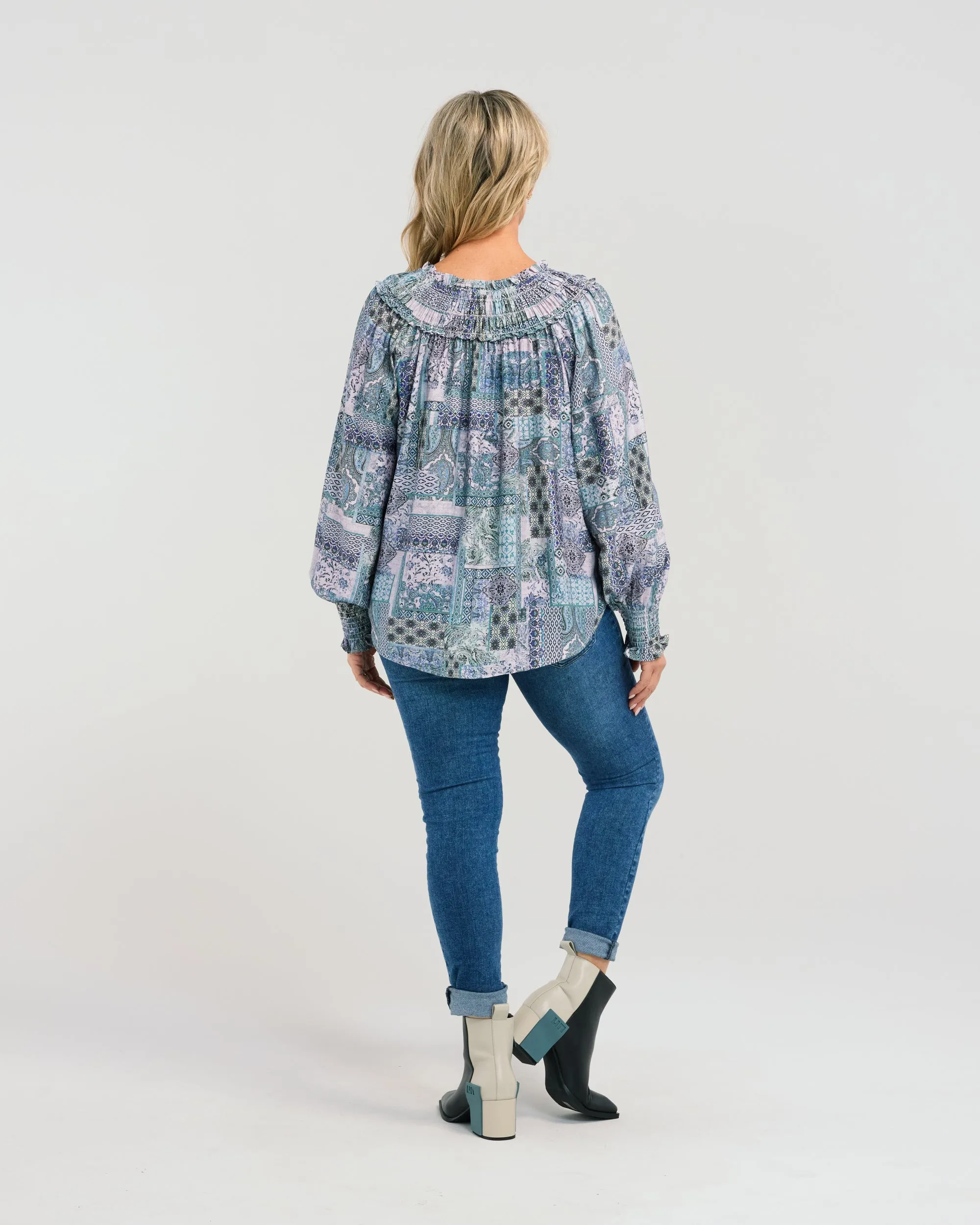 Eleanor Top | Blue Collage | Seduce