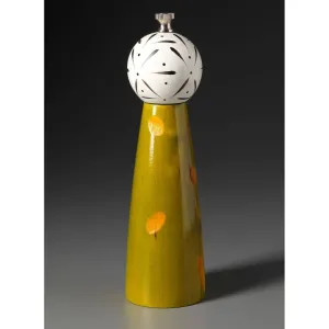 Ellipse in Green, Yellow, White, and Black Wooden Salt Shaker or Pepper Mill Grinder Shaker by Robert Wilhelm of Raw Design