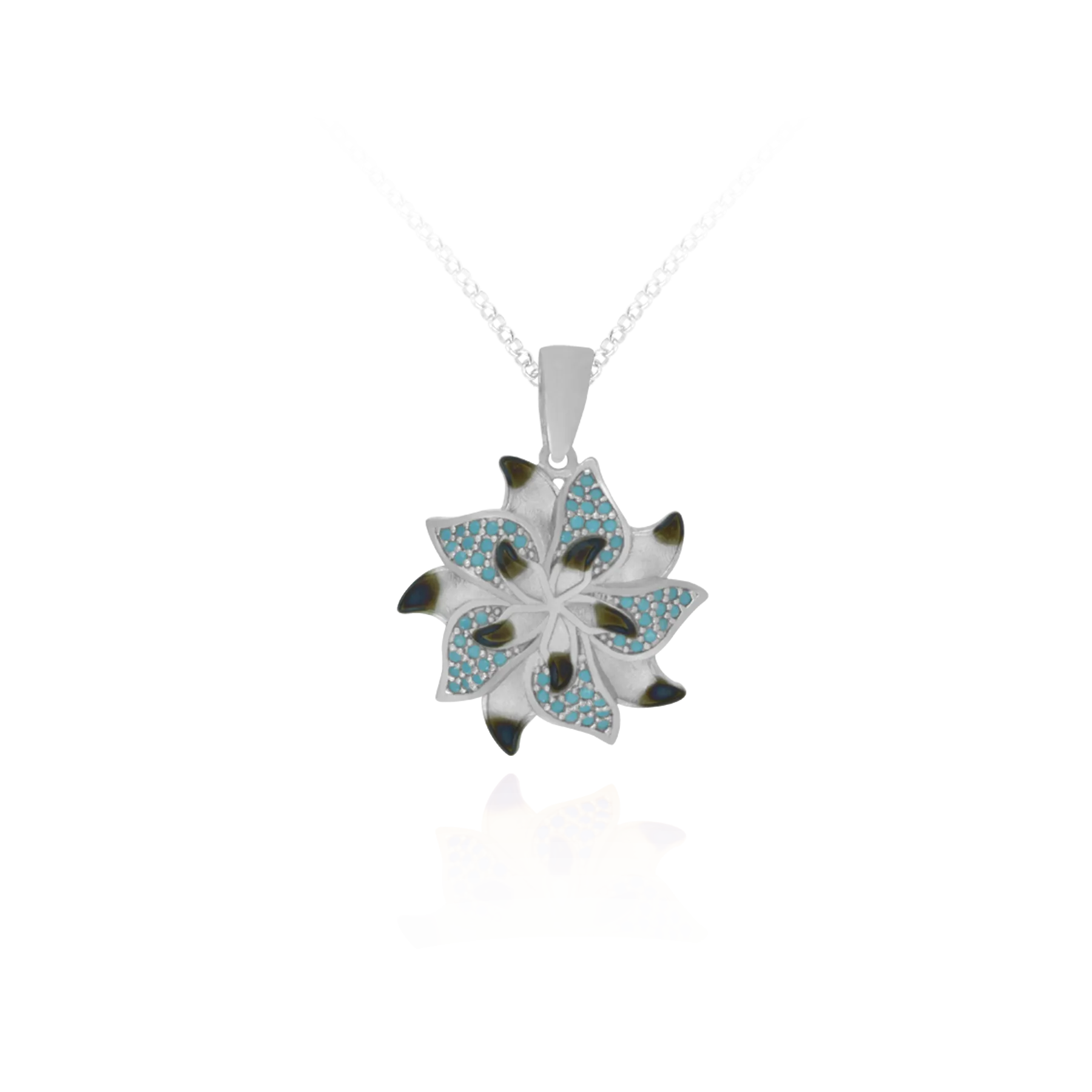 Ember Star Flower with Sparkling Blue Accents Pendant