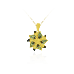 Ember Star Flower with Sparkling Blue Accents Pendant