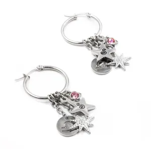 Engraved Charms, Libra Hoop Earrings with Monogram