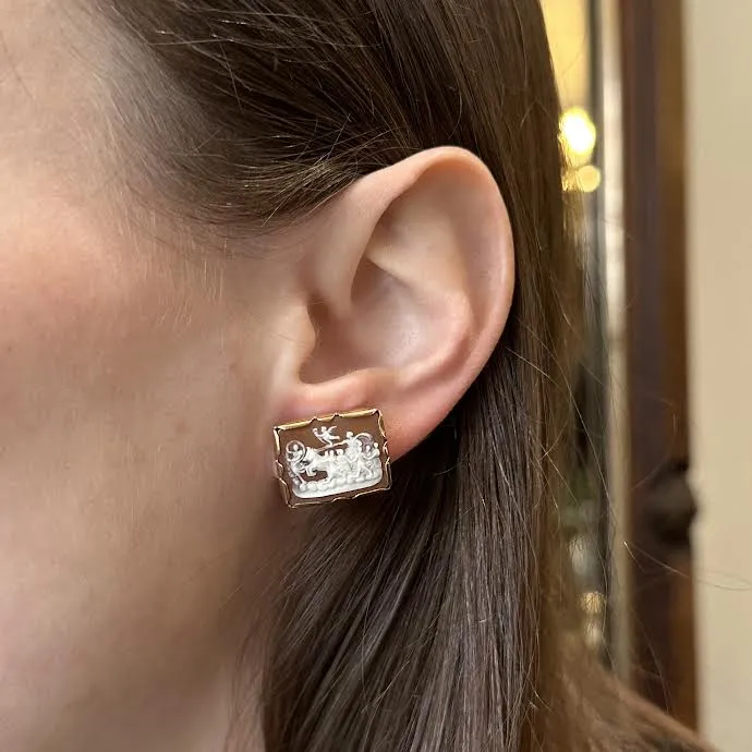 Estate Shell Cameo Earrings