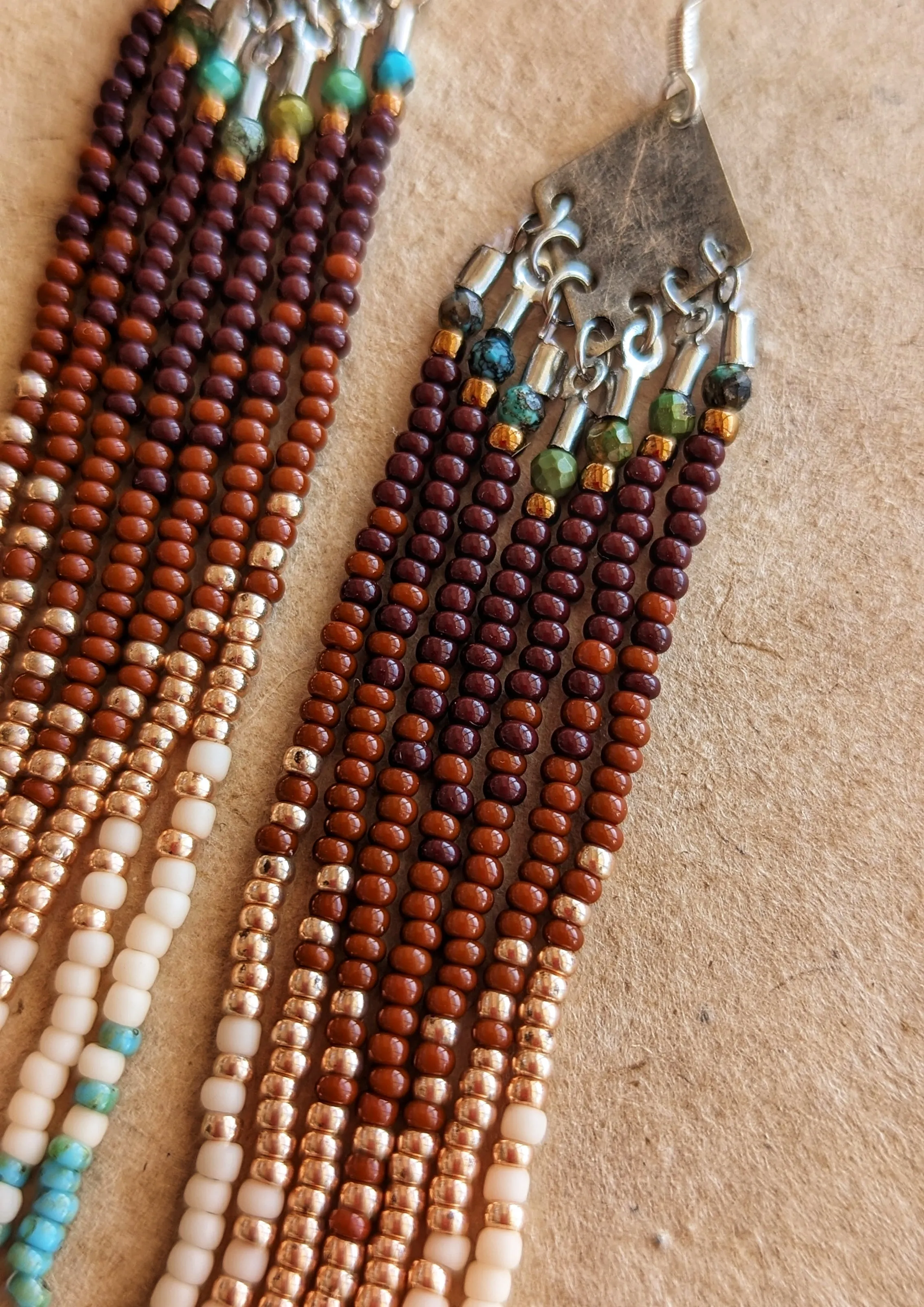 Estee Turquoise Stone Seed Bead Earrings