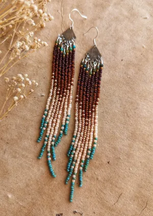 Estee Turquoise Stone Seed Bead Earrings