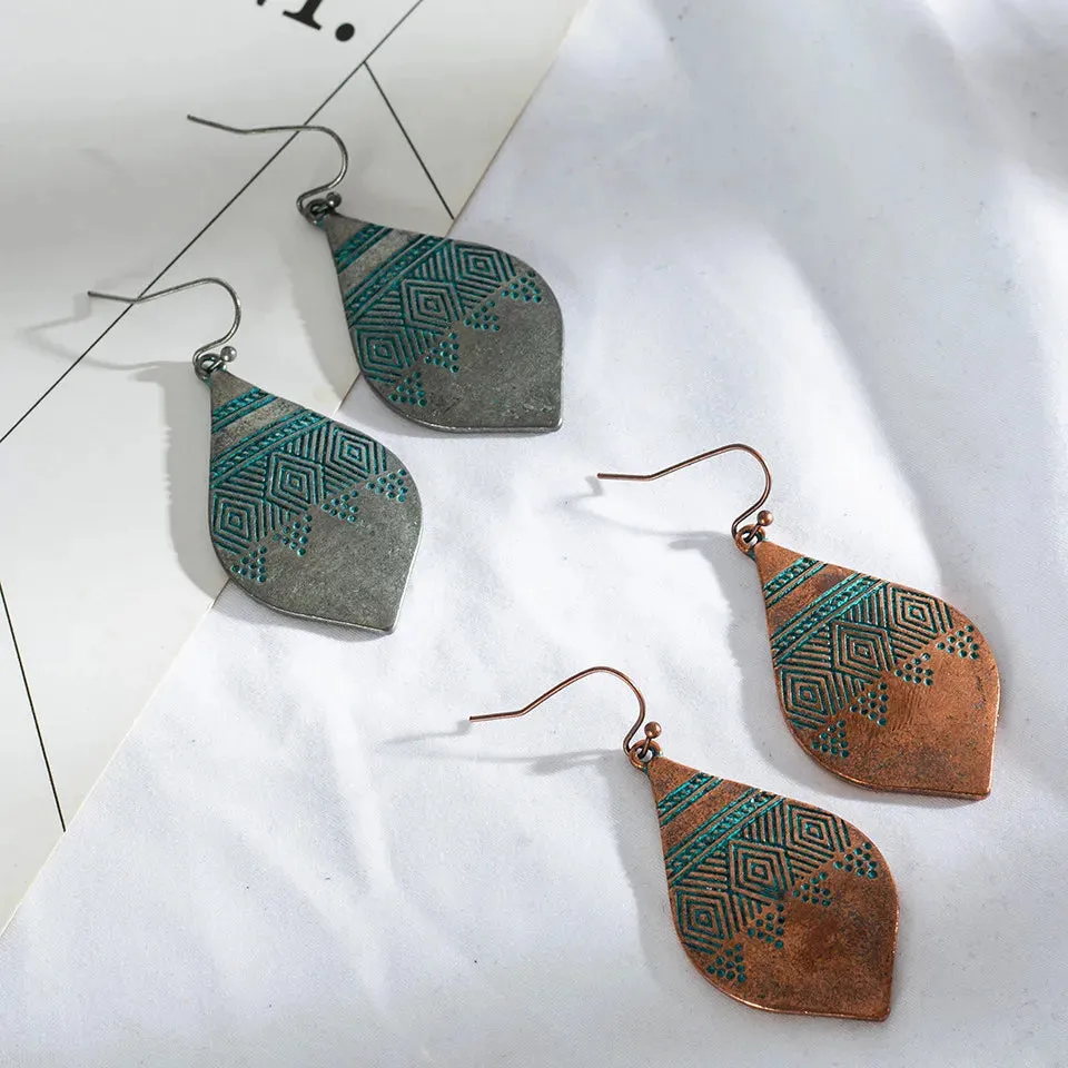 Ethnic Indian Earring Jewelry Female Bohemian Boho Ethnic Water Drop Earrings for Women Vintage Classic Metal Tibet Earings Gift
