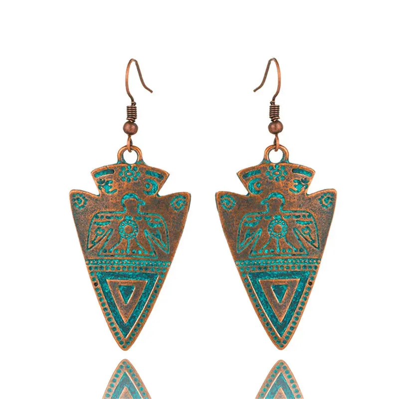 Ethnic Indian Earring Jewelry Female Bohemian Boho Ethnic Water Drop Earrings for Women Vintage Classic Metal Tibet Earings Gift