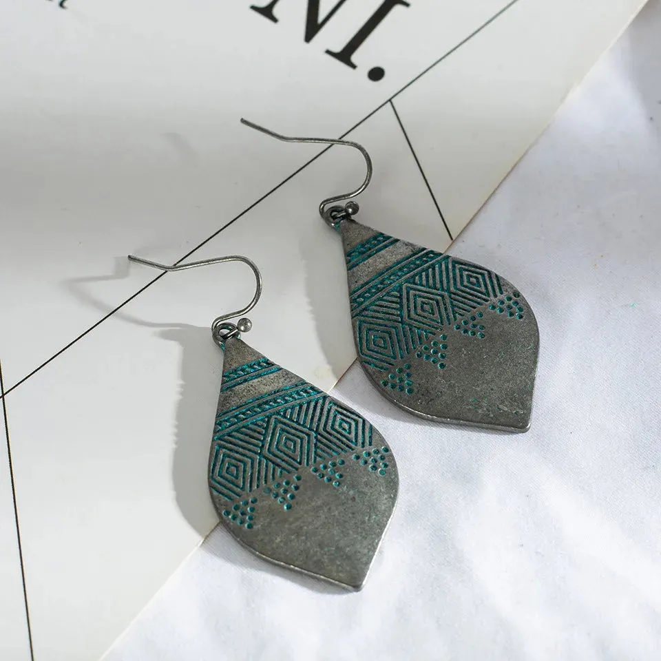Ethnic Indian Earring Jewelry Female Bohemian Boho Ethnic Water Drop Earrings for Women Vintage Classic Metal Tibet Earings Gift