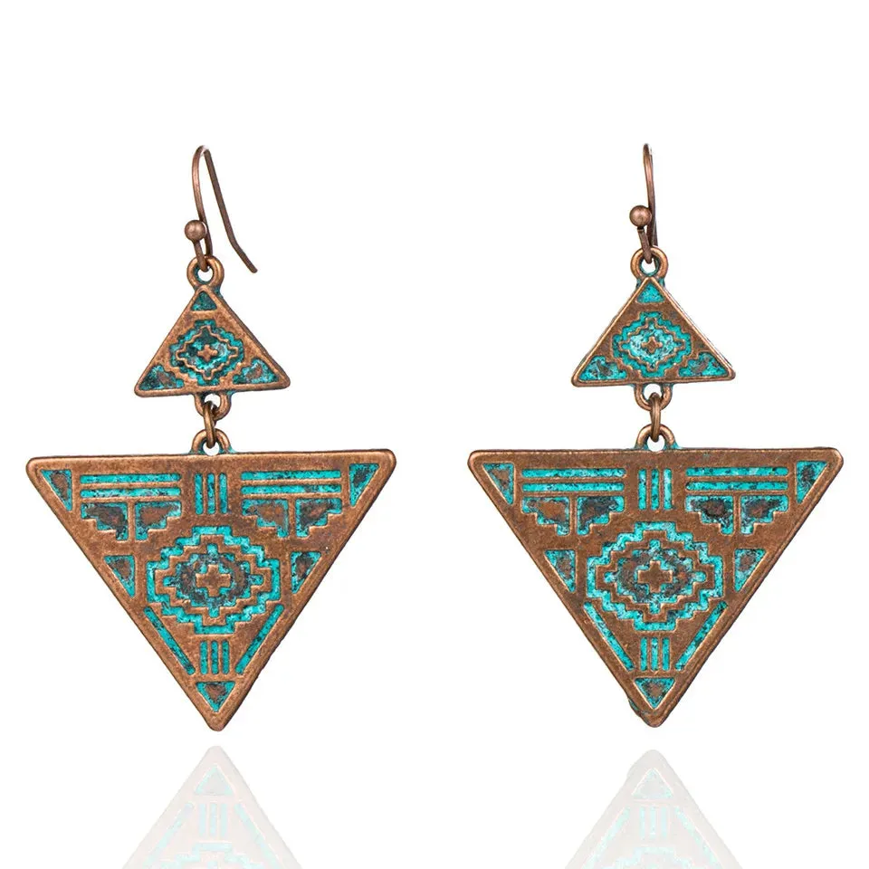 Ethnic Indian Earring Jewelry Female Bohemian Boho Ethnic Water Drop Earrings for Women Vintage Classic Metal Tibet Earings Gift