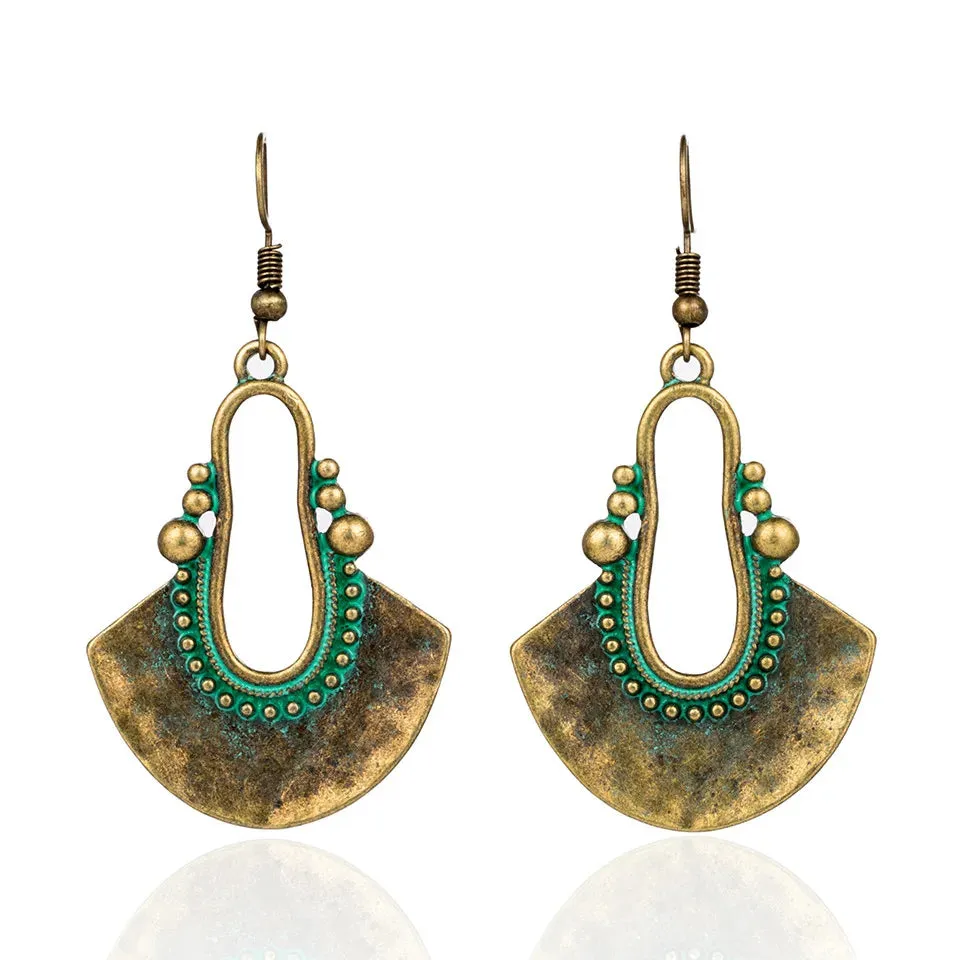 Ethnic Indian Earring Jewelry Female Bohemian Boho Ethnic Water Drop Earrings for Women Vintage Classic Metal Tibet Earings Gift