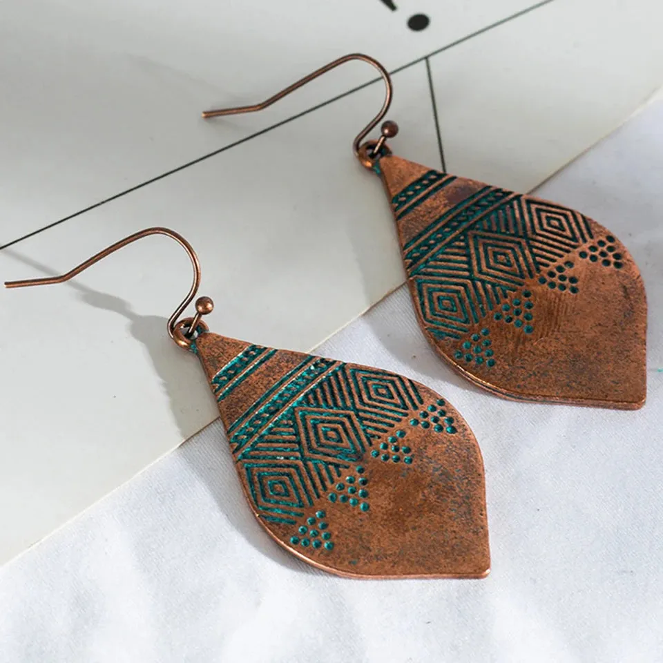 Ethnic Indian Earring Jewelry Female Bohemian Boho Ethnic Water Drop Earrings for Women Vintage Classic Metal Tibet Earings Gift