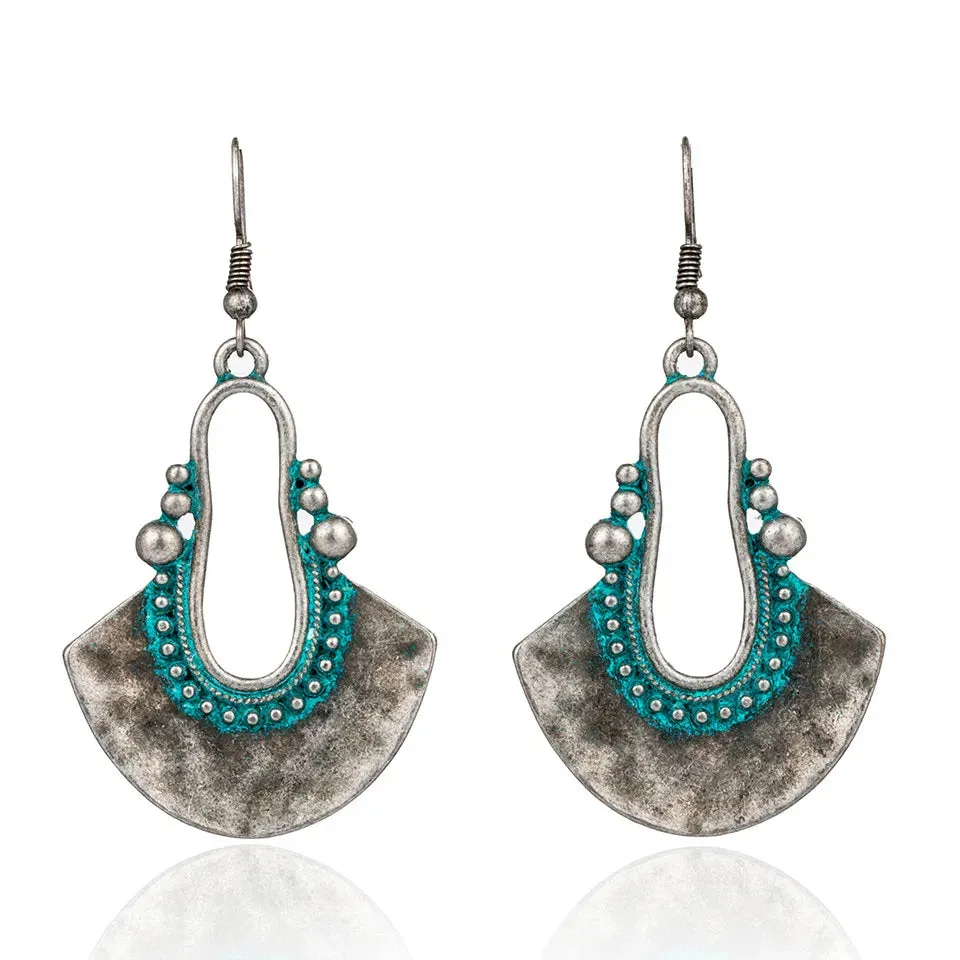 Ethnic Indian Earring Jewelry Female Bohemian Boho Ethnic Water Drop Earrings for Women Vintage Classic Metal Tibet Earings Gift