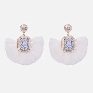 Exaggerated Bohemian Ethnic Style Creative Fan-shaped Handmade Tassel Earrings Female