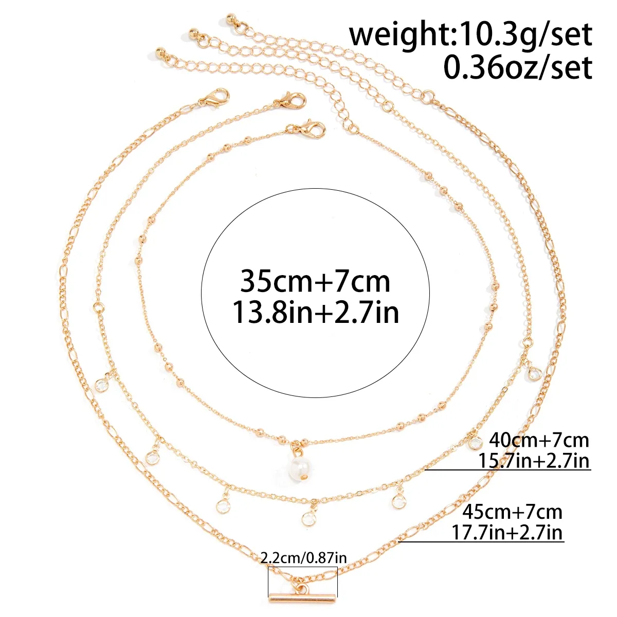 Exquisite Crystal Bead Clavicle Bohemian Multi-Layered Metal Chain Necklace