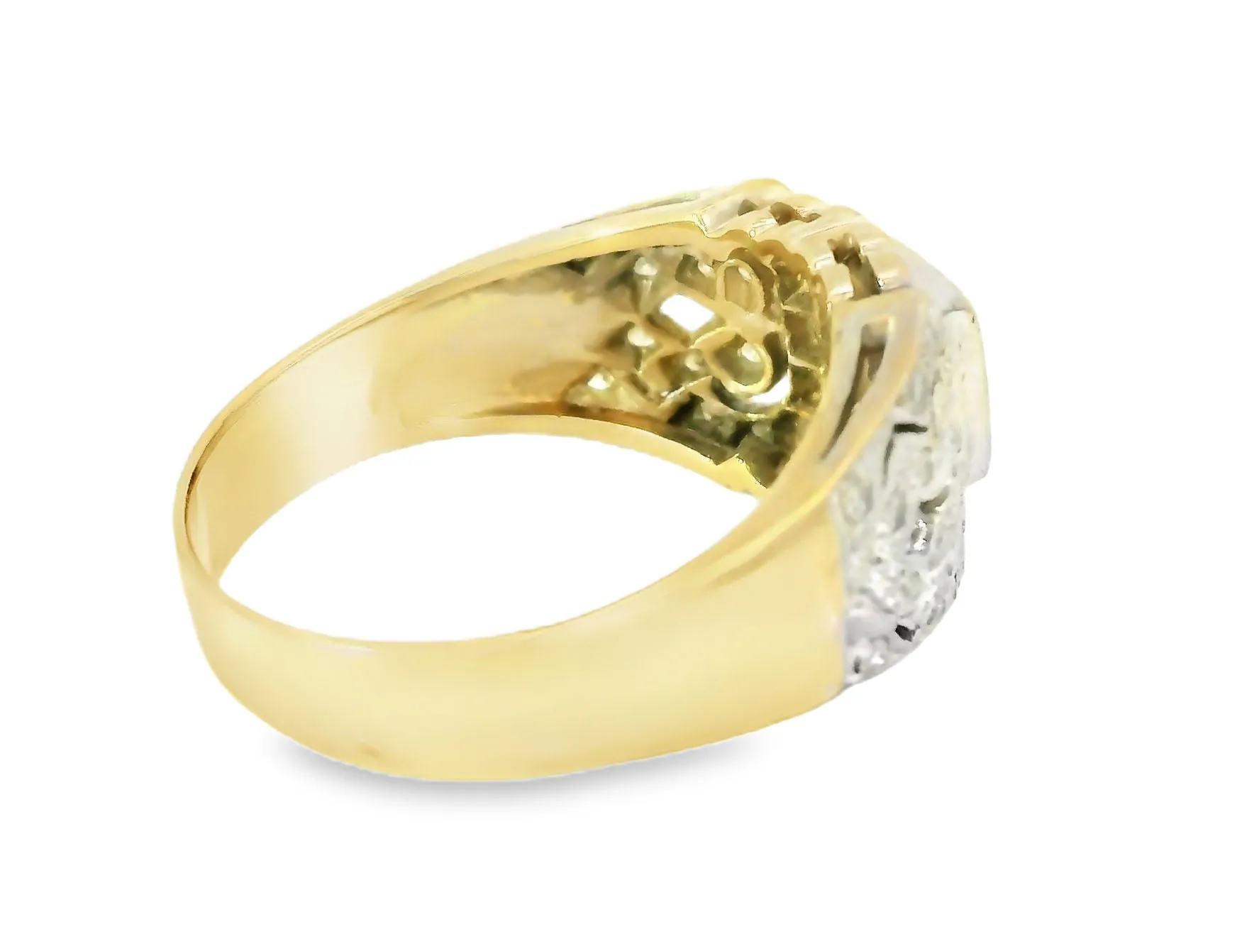 Fabulous Antique 14K Yellow Gold Sapphire Diamond Filigree Cluster Band Ring