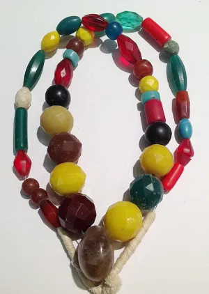 Faceted Carnelian & Glass Beads
