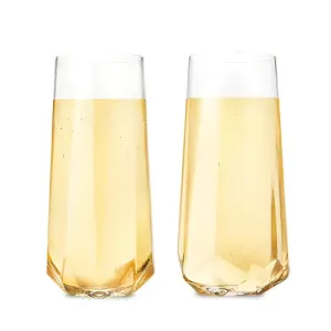 Faceted Crystal Stemless Champagne Flutes
