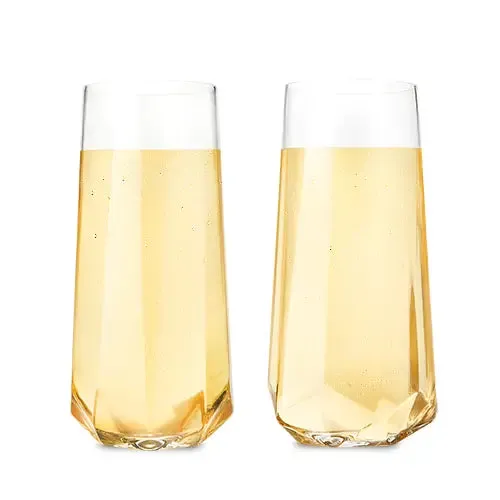 Faceted Crystal Stemless Champagne Flutes