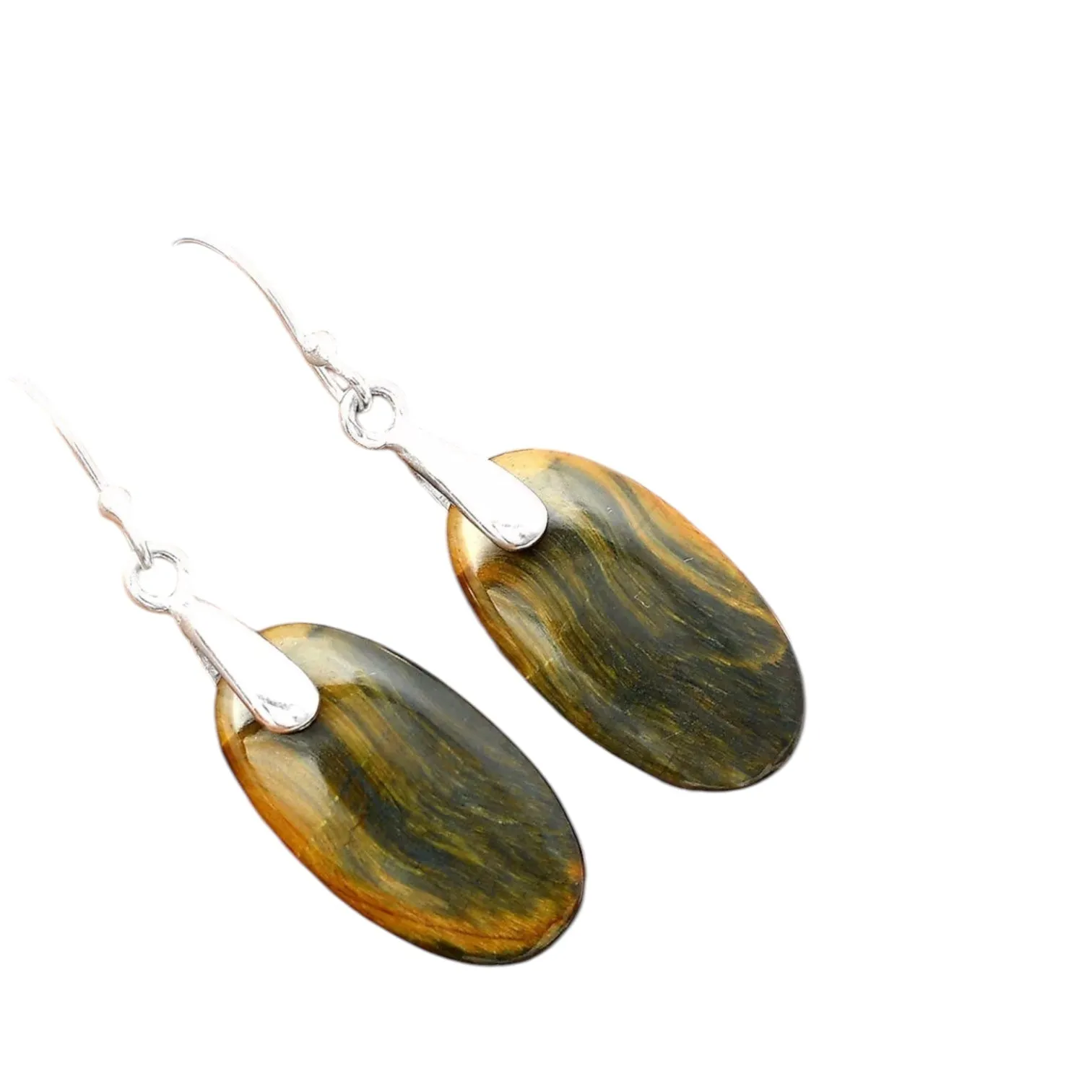 Falcon Hawk Blue Tiger Eye Solid 925 Sterling Silver Earrings