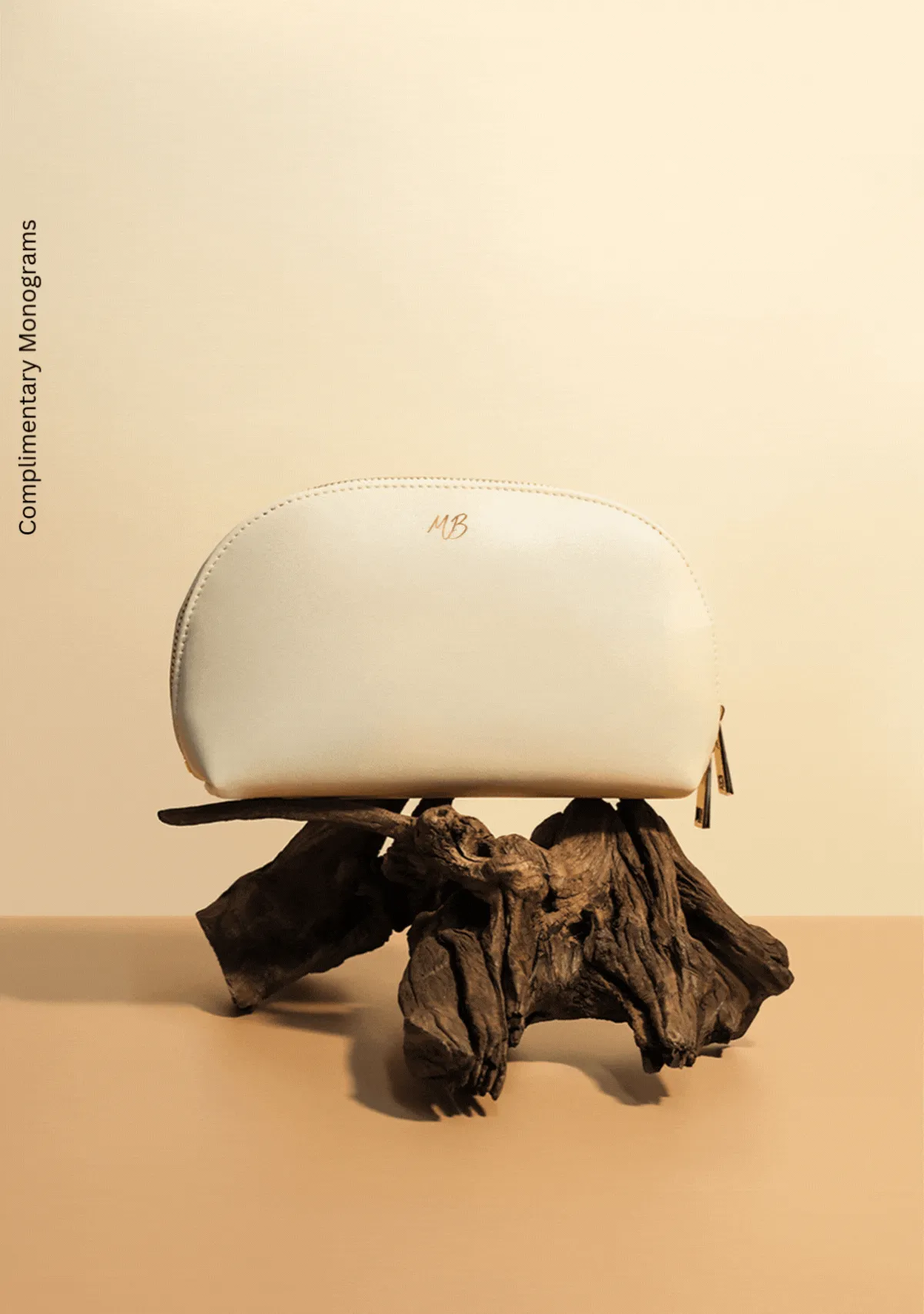 Fantasy Leaves Beige Makeup Bag