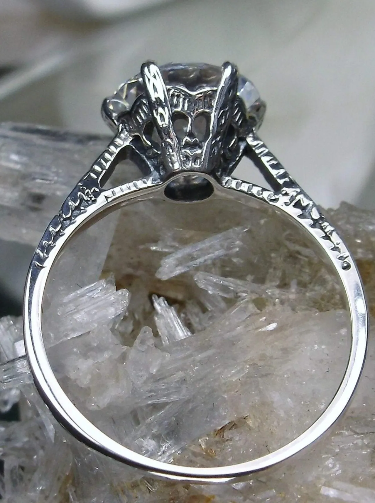 Faux Diamond Ring, White Gem Classic Solitaire Ring #D37z