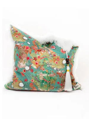 'feathers, flowers, showers' large shag art pillow