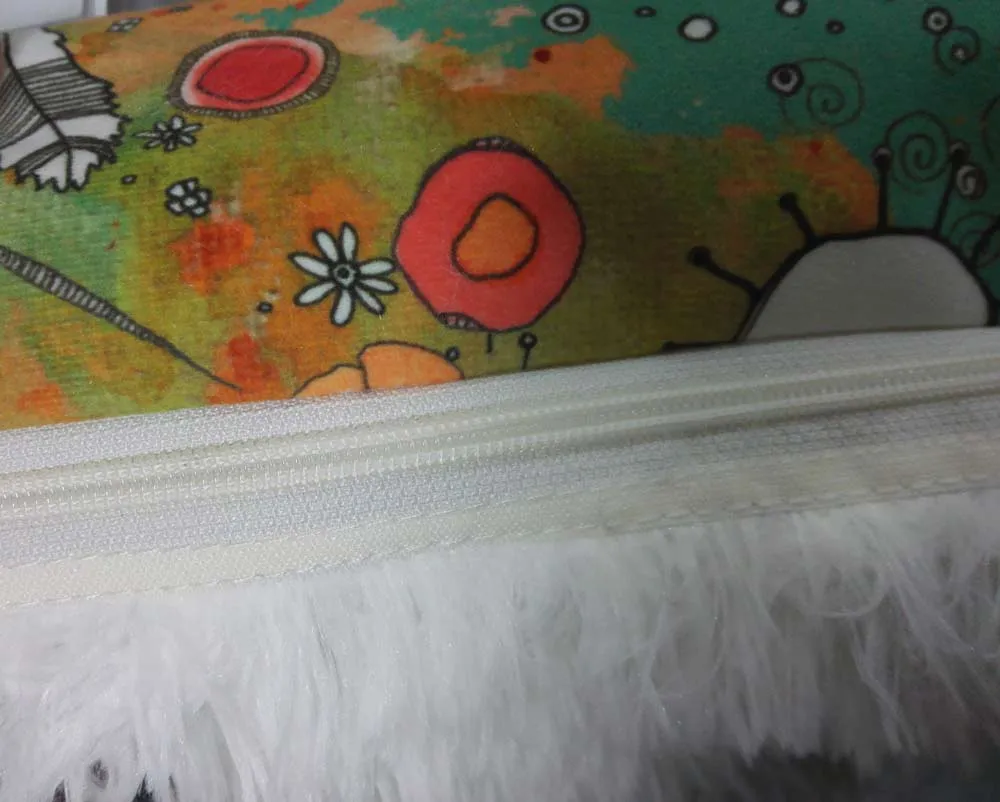 'feathers, flowers, showers' large shag art pillow