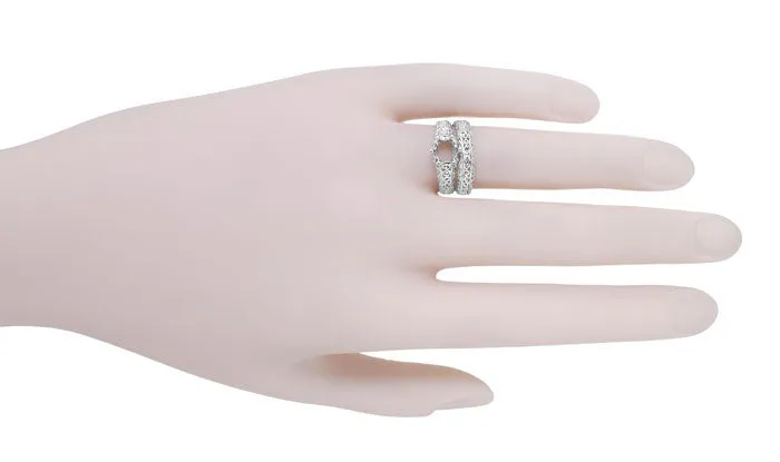 Filigree Flowing  Scrolls Edwardian Engagement Ring Setting for a 3/4 Carat Diamond in 14 Karat White Gold