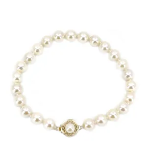Filigree Japanese Saltwater Akoya Cultured Graduated Pearl Bracelet- 14K Yellow Gold