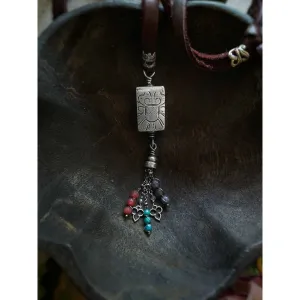 FLORAL HOLLOW FORM TASSEL - Beaded Necklace