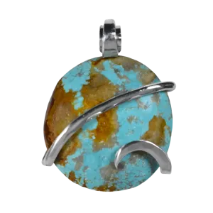 Fox Turquoise Handmade Stone Pendant Wrapped in Silver