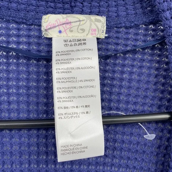 Free People Blue Waffle Knit Kimono Duster Topper