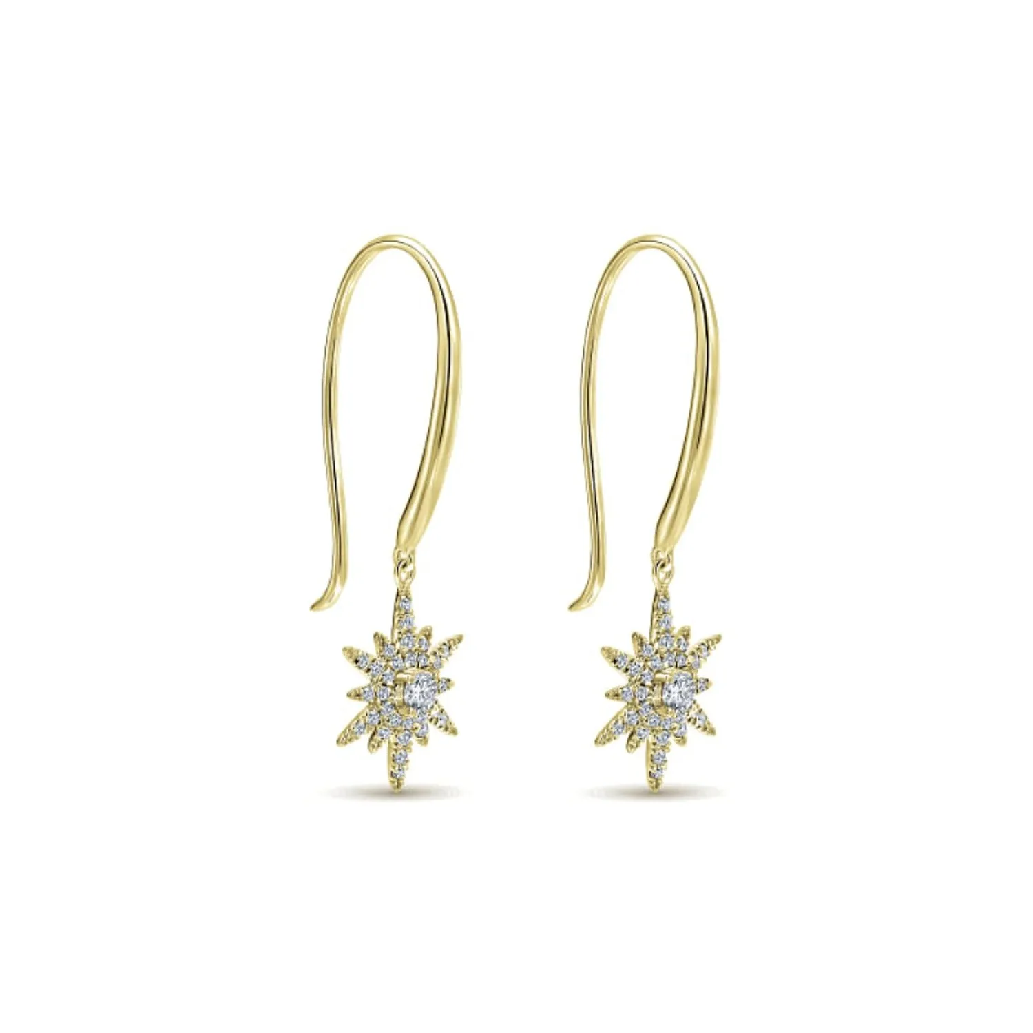Gabriel & Co. Diamond Star Fish Wire Drop Earrings