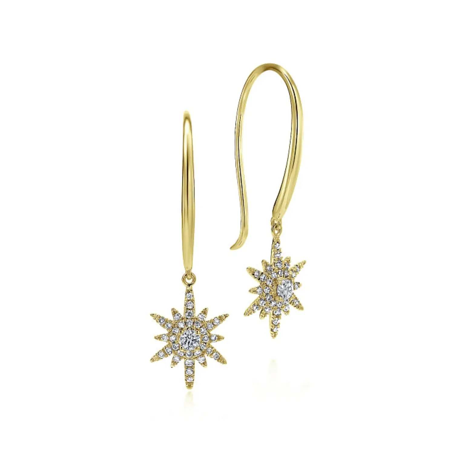 Gabriel & Co. Diamond Star Fish Wire Drop Earrings