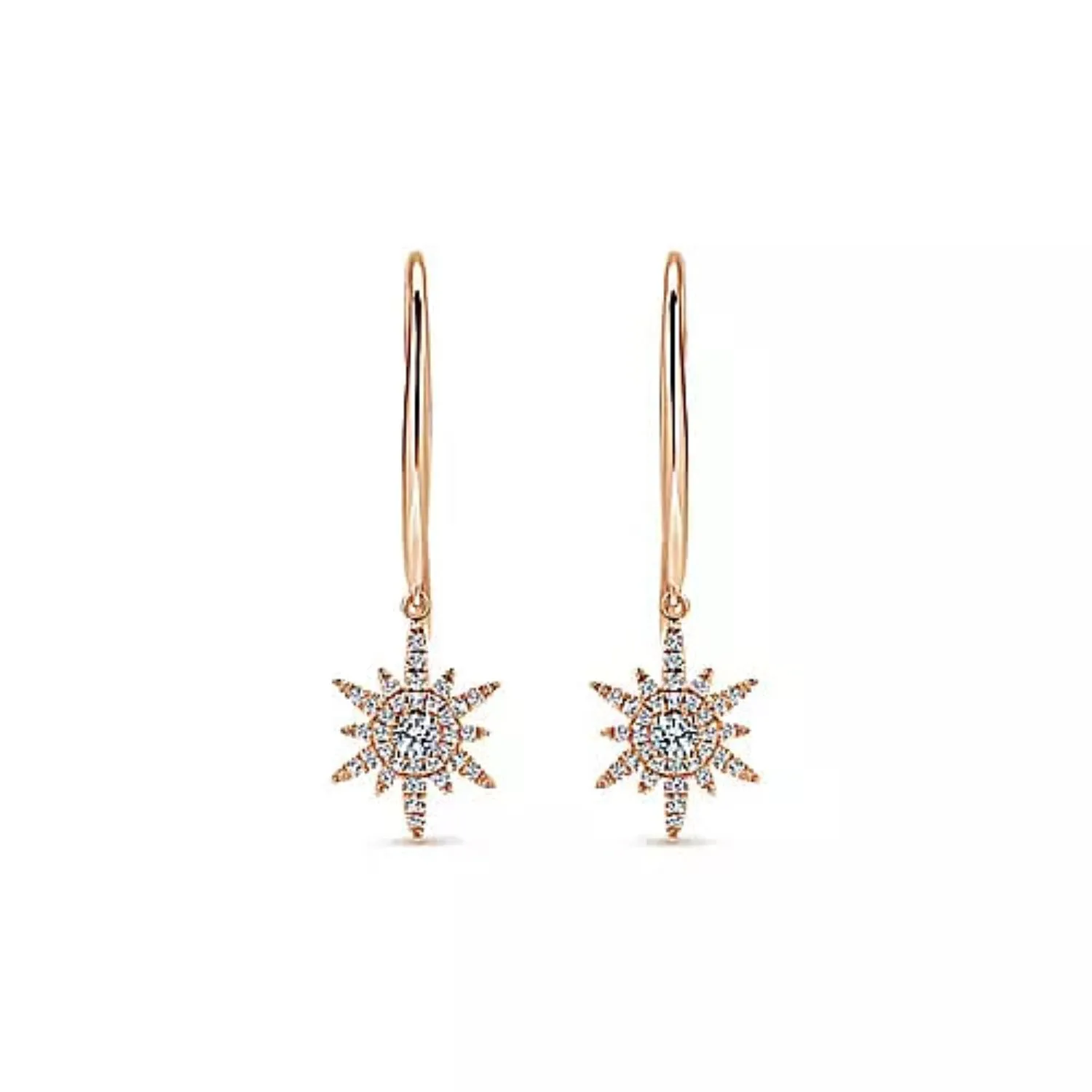 Gabriel & Co. Diamond Star Fish Wire Drop Earrings