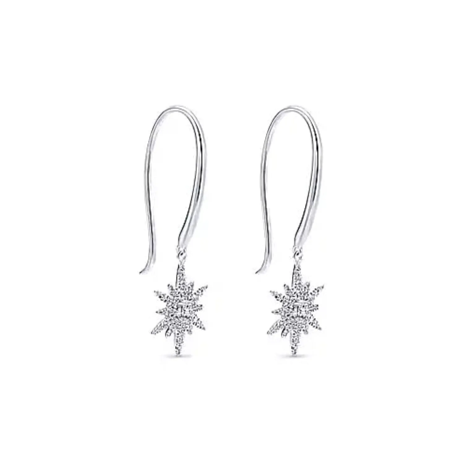 Gabriel & Co. Diamond Star Fish Wire Drop Earrings
