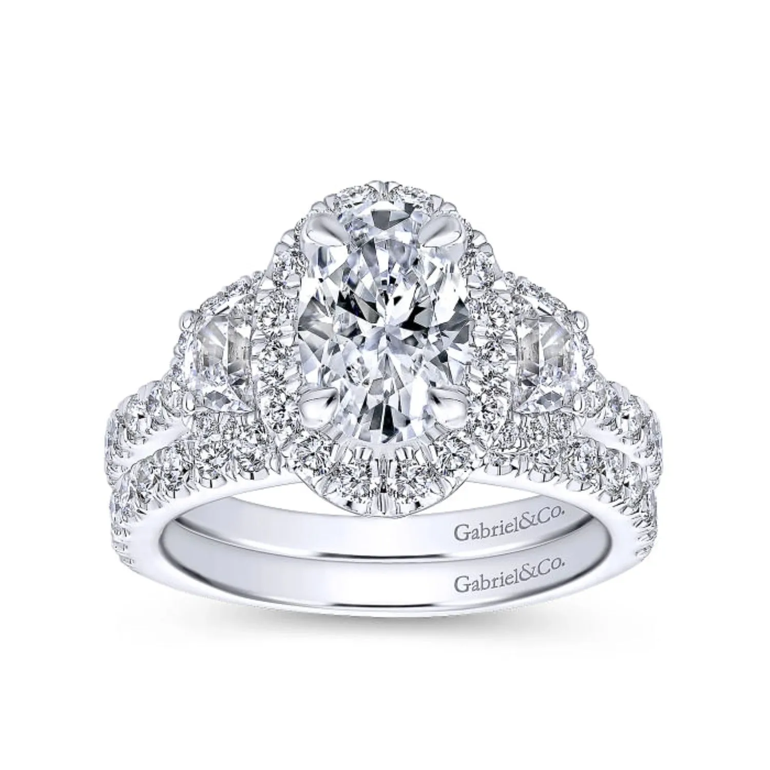 Gabriel & Co. "Waltz" Diamond Engagement Ring Featuring Half Moon Diamonds