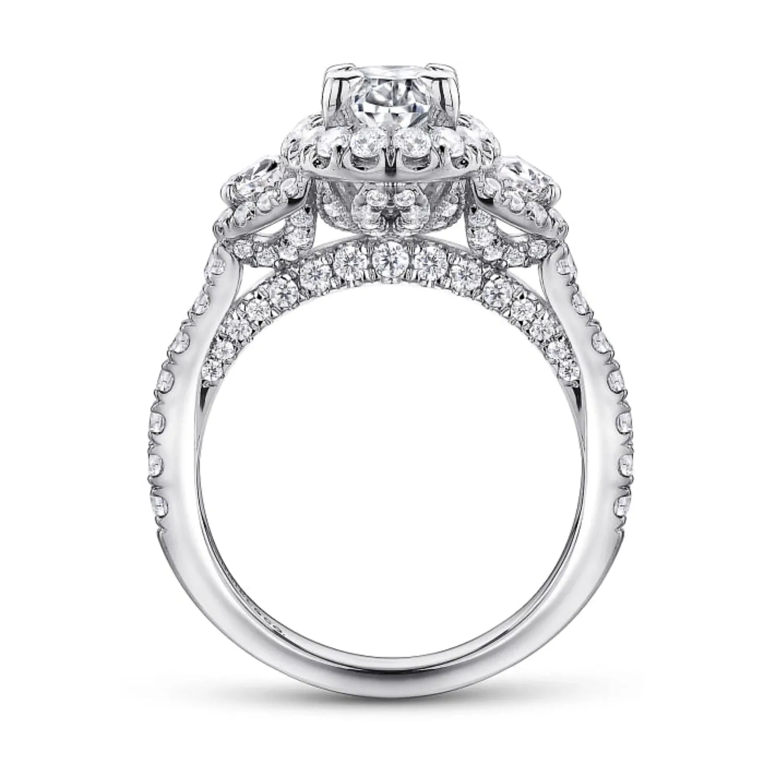 Gabriel & Co. "Waltz" Diamond Engagement Ring Featuring Half Moon Diamonds