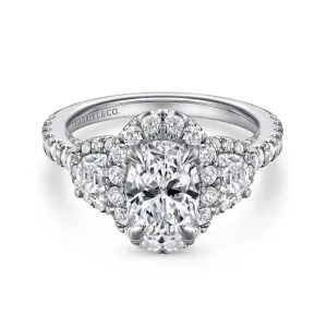 Gabriel & Co. "Waltz" Diamond Engagement Ring Featuring Half Moon Diamonds