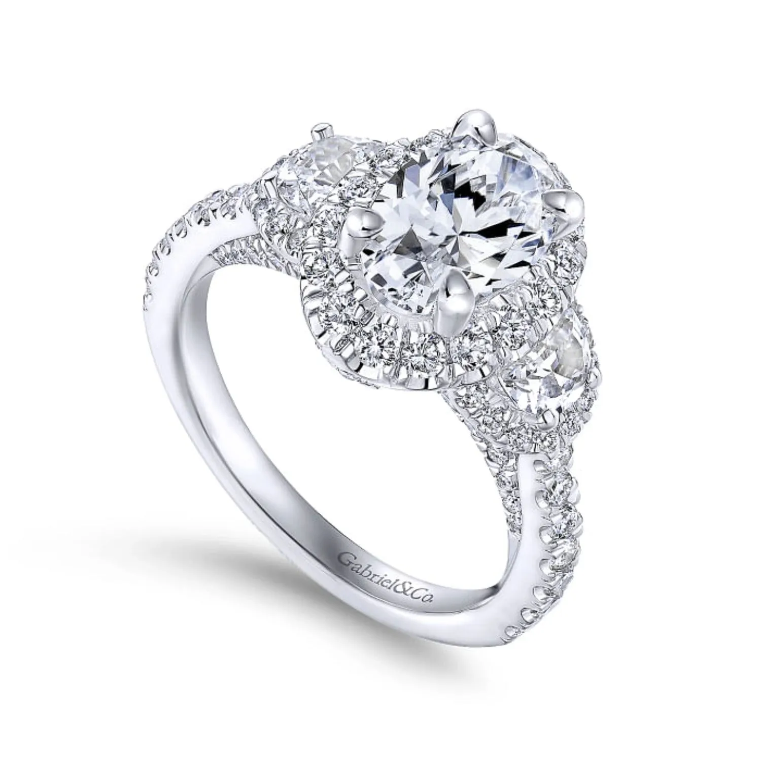 Gabriel & Co. "Waltz" Diamond Engagement Ring Featuring Half Moon Diamonds